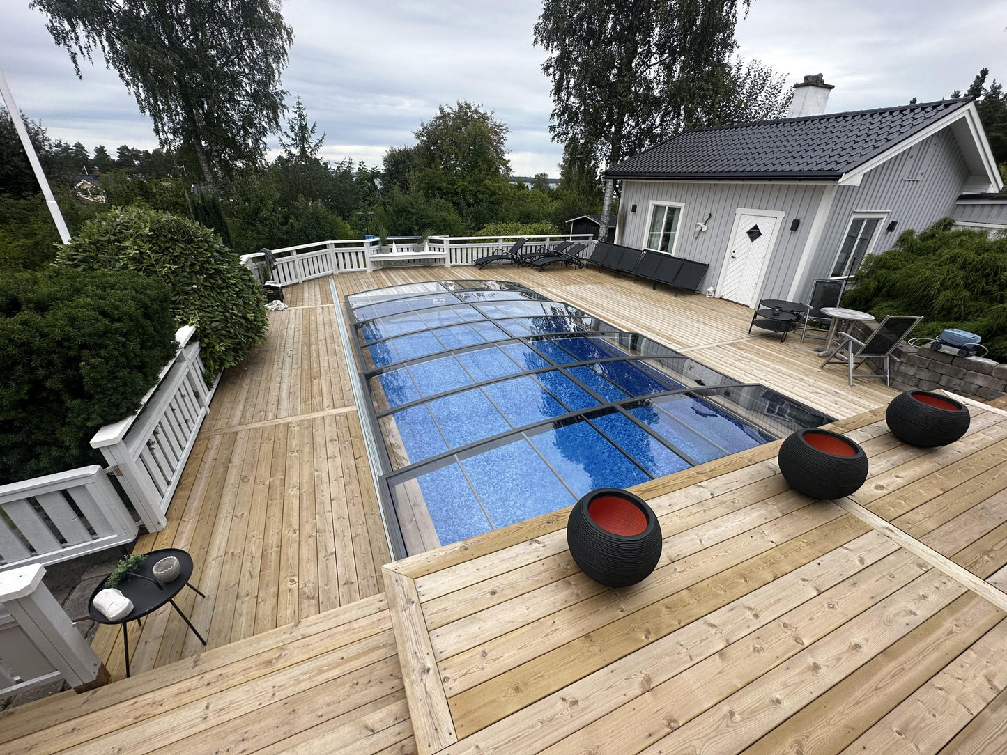 Bassengovertrekk Sydney 3×6 (enkelt skinne, antrasitt)