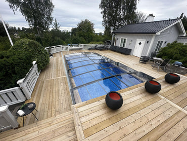 Bassengovertrekk Sydney 3×6 (enkelt skinne, antrasitt)