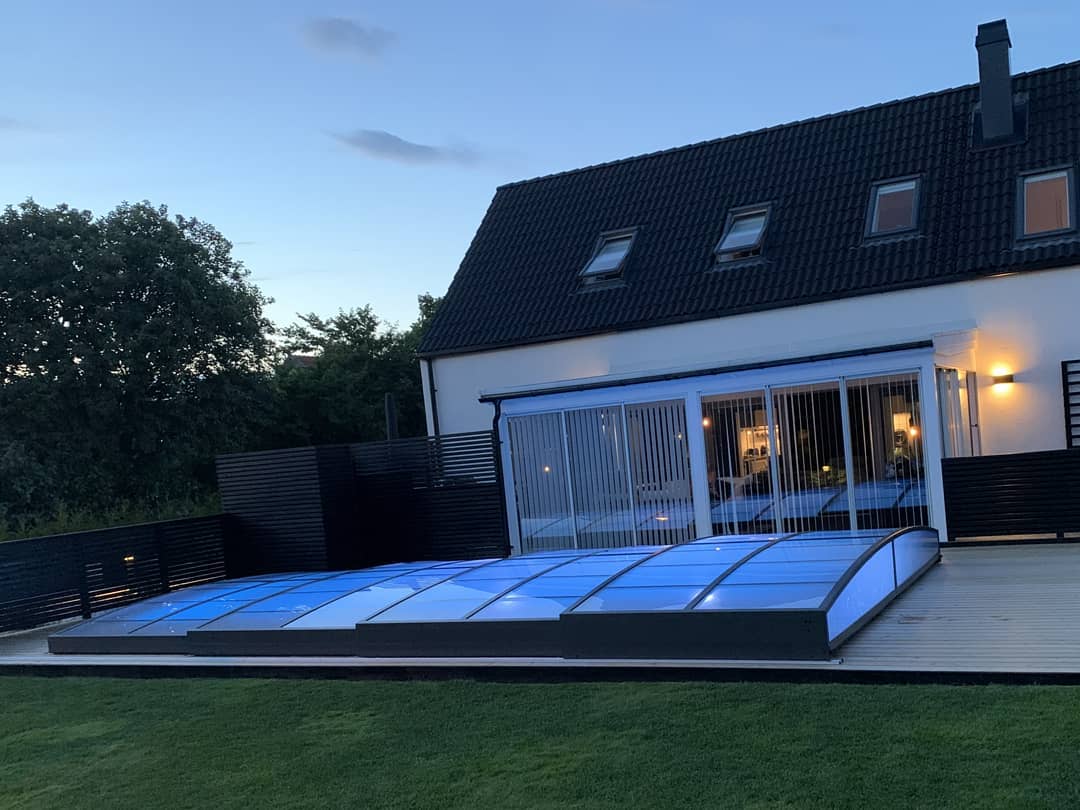 Bassengovertrekk Sydney 3×6 (enkelt skinne, antrasitt)